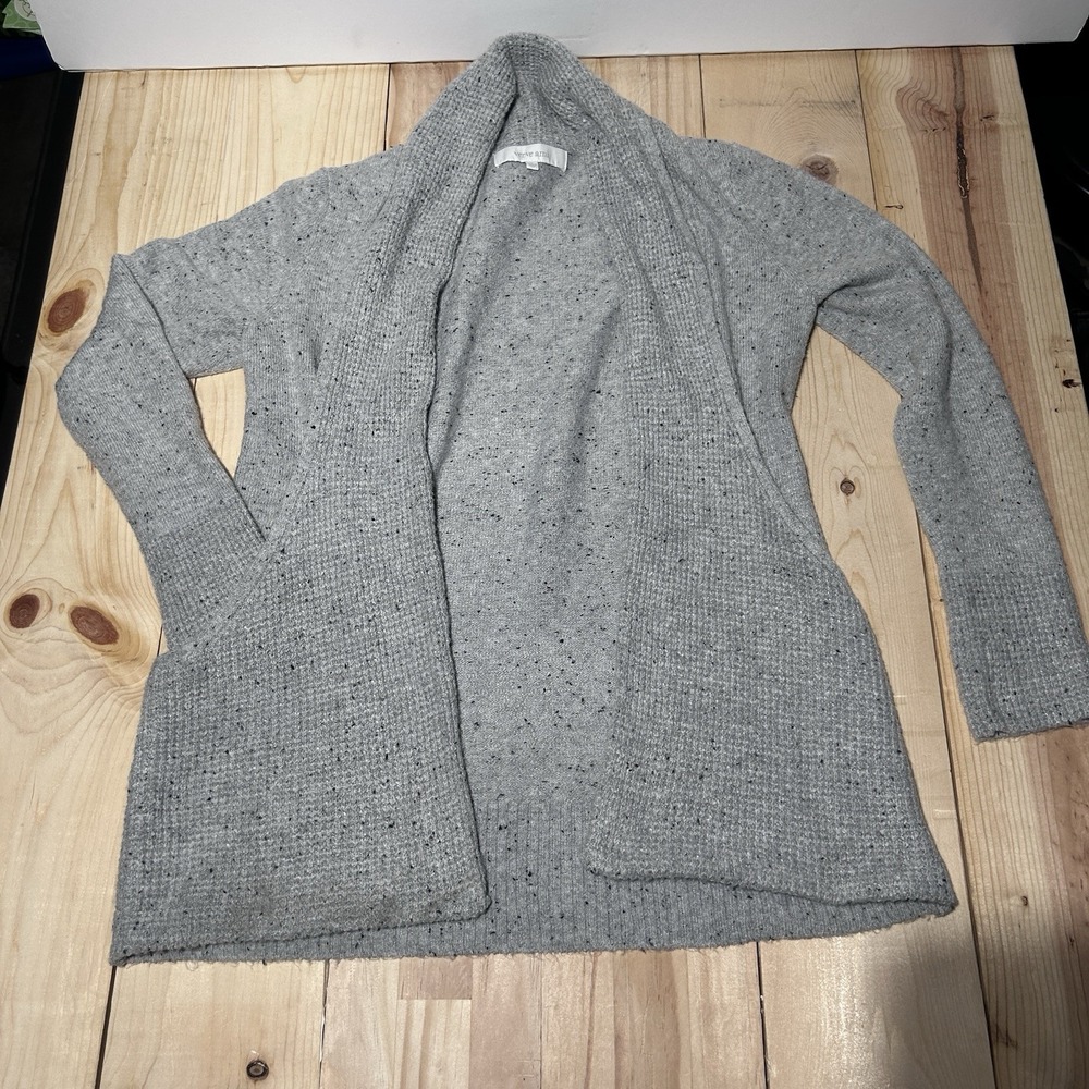 Verve Ami Women's Grey Cardigan Open Front Two Pocket Sweater Sz‎ S Shawl Collar